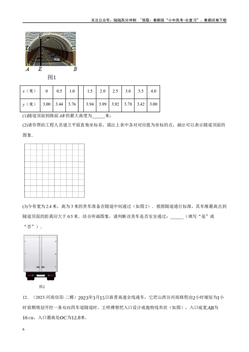 第14讲二次函数的应用（练习）（原卷版）_02中考总复习（2026版更新中）_02-数学-中考总复习_2024年中考复习资料_一轮复习资料_配套练习（原卷版+解析版）