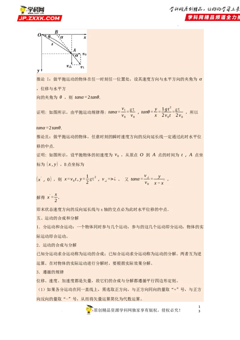 考向07曲线运动平抛运动-备战2023年高考物理一轮复习考点微专题（全国通用）（解析版）_4.2025物理总复习_赠品通用版（老高考）复习资料_一轮复习