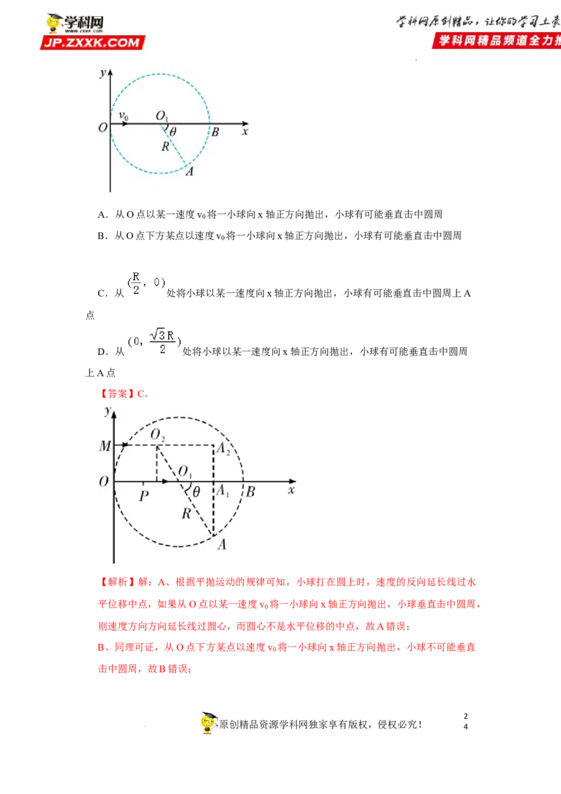 考向07曲线运动平抛运动-备战2023年高考物理一轮复习考点微专题（全国通用）（解析版）_4.2025物理总复习_赠品通用版（老高考）复习资料_一轮复习