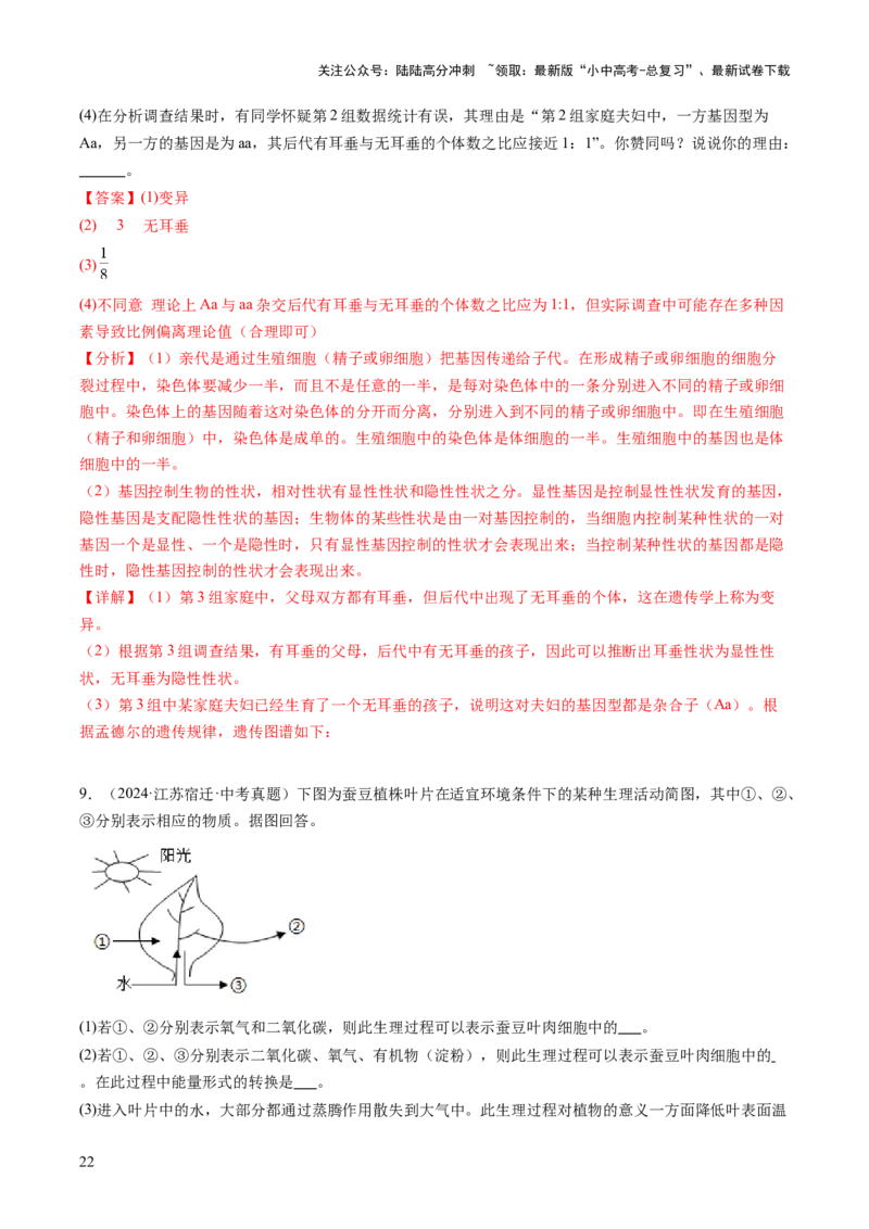 热点趋向02开放作答（讲练）（解析版）_02中考总复习（2026版更新中）_08-生物-中考总复习_2025中考复习资料_2025中考二轮课件ppt+讲义+练习生物_测试