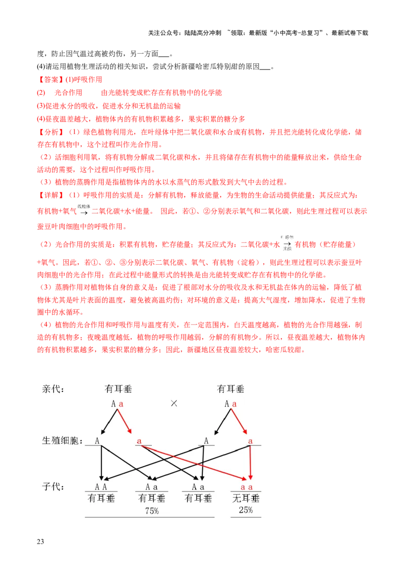 热点趋向02开放作答（讲练）（解析版）_02中考总复习（2026版更新中）_08-生物-中考总复习_2025中考复习资料_2025中考二轮课件ppt+讲义+练习生物_测试