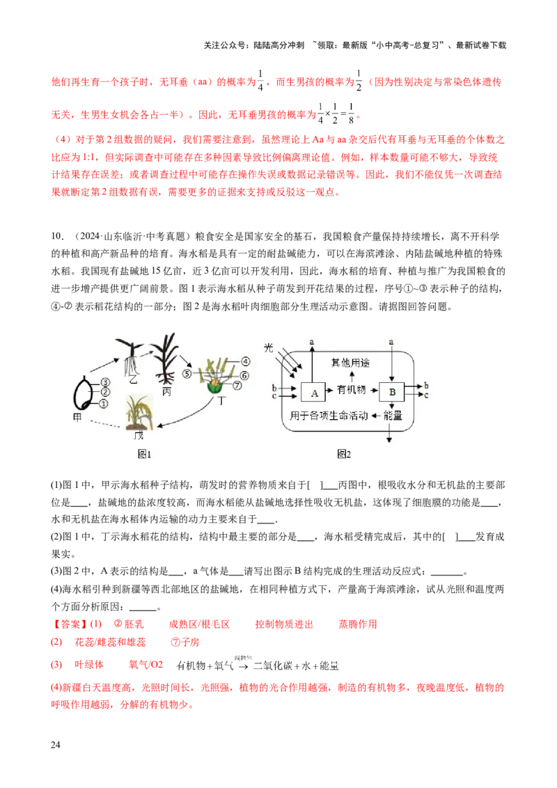 热点趋向02开放作答（讲练）（解析版）_02中考总复习（2026版更新中）_08-生物-中考总复习_2025中考复习资料_2025中考二轮课件ppt+讲义+练习生物_测试