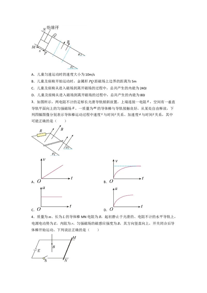 题型专练四电磁感应中的单、双杆模型&mdash;2023年高考物理热点&middot;重点&middot;难点专练（全国通用）（原卷版）_4.2025物理总复习_赠品通用版（老高考）复习资料_专项复习