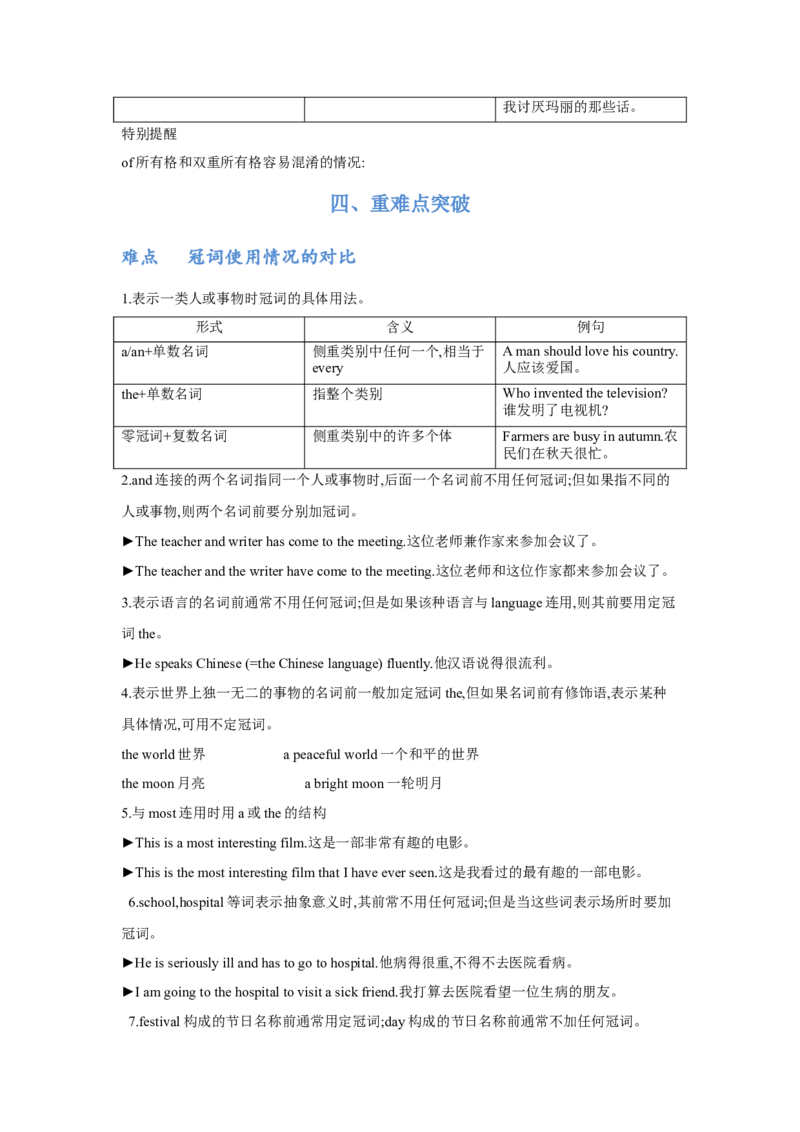 专题04冠词和名词（通用版）（解析版）_3.2025英语总复习_赠品通用版（老高考）复习资料_二轮复习_2023高考英语二轮复习重难考点（新题型）突破（通用版）2863110