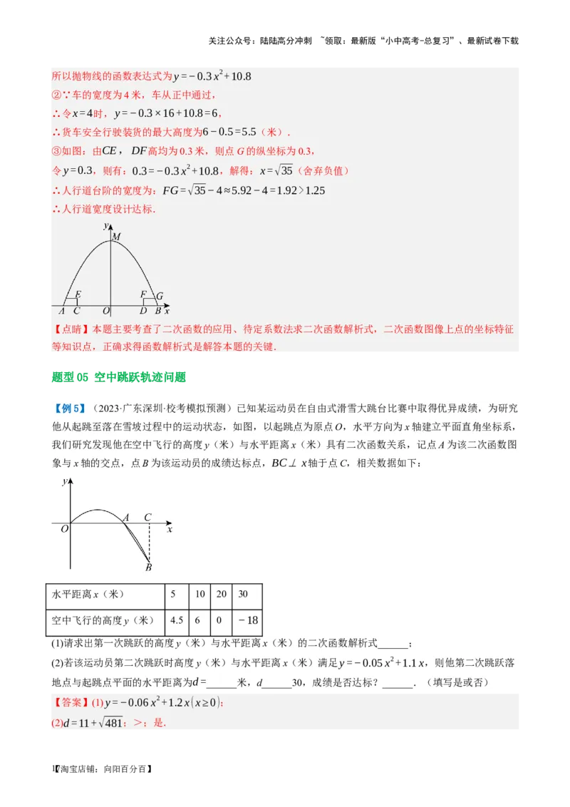 第14讲二次函数的应用（讲义）（解析版）_02中考总复习（2026版更新中）_02-数学-中考总复习_2024年中考复习资料_一轮复习资料_配套讲义（原卷版+解析版）_教师版（含答案解析）