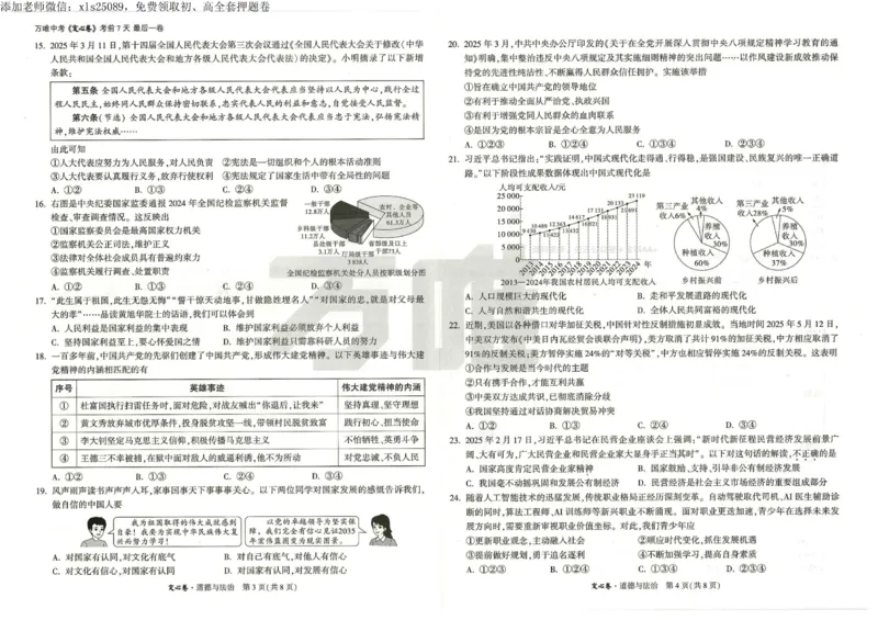 2025《万唯中考&bull;云南定心卷》政治_00_初中资料合集_万唯2025版万唯中考《定心卷》全国地方版实时更新（已更11省）_2025万唯中考《定心卷》7科（云南）