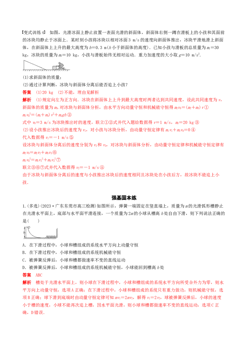 训练十碰撞模型的拓展-备战2024年高考物理一轮复习专题复习与训练(解析版）_4.2025物理总复习_2024年新高考资料_3.2024专项复习_备战2024年高考物理一轮复习专题复习与训练
