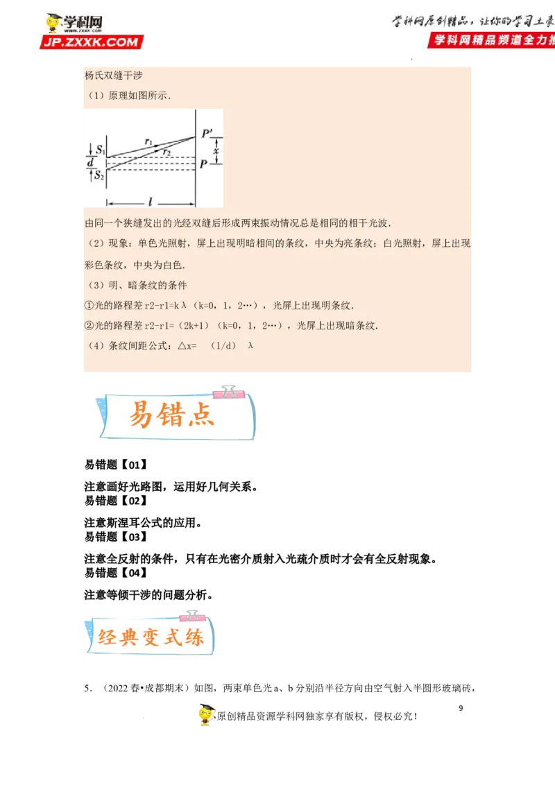 考向17光-备战2023年高考物理一轮复习考点微专题（全国通用）（解析版）_4.2025物理总复习_赠品通用版（老高考）复习资料_一轮复习