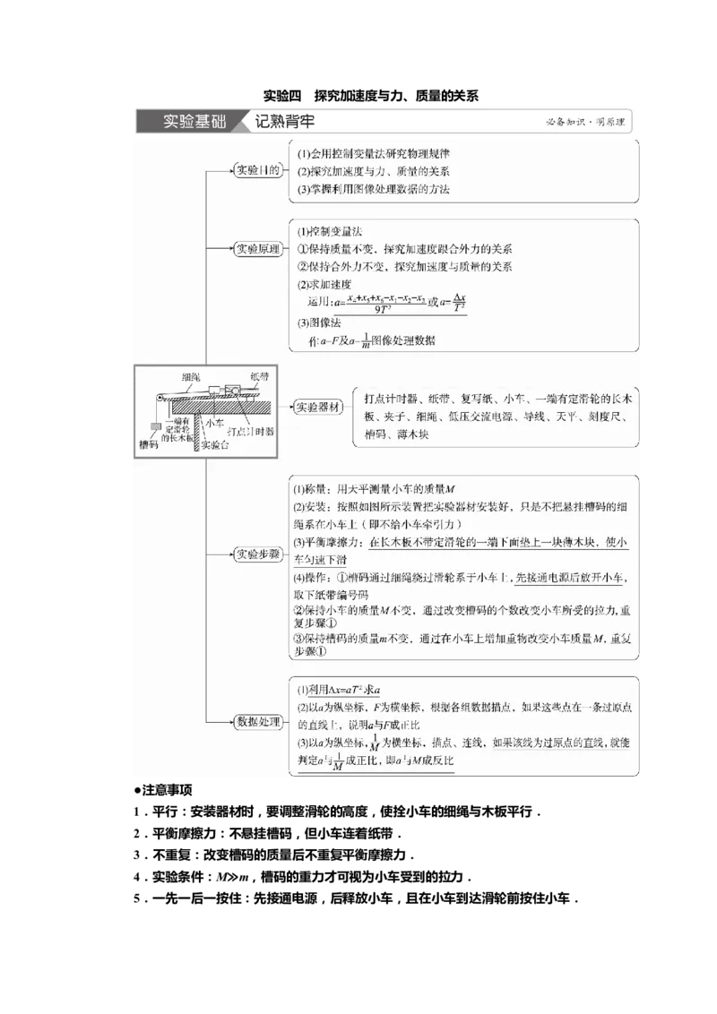 讲义第三章实验四　探究加速度与力、质量的关系（含解析）_4.2025物理总复习_2025年新高考资料_专项复习_2025届高考物理知识梳理课件ppt+讲义（完结）