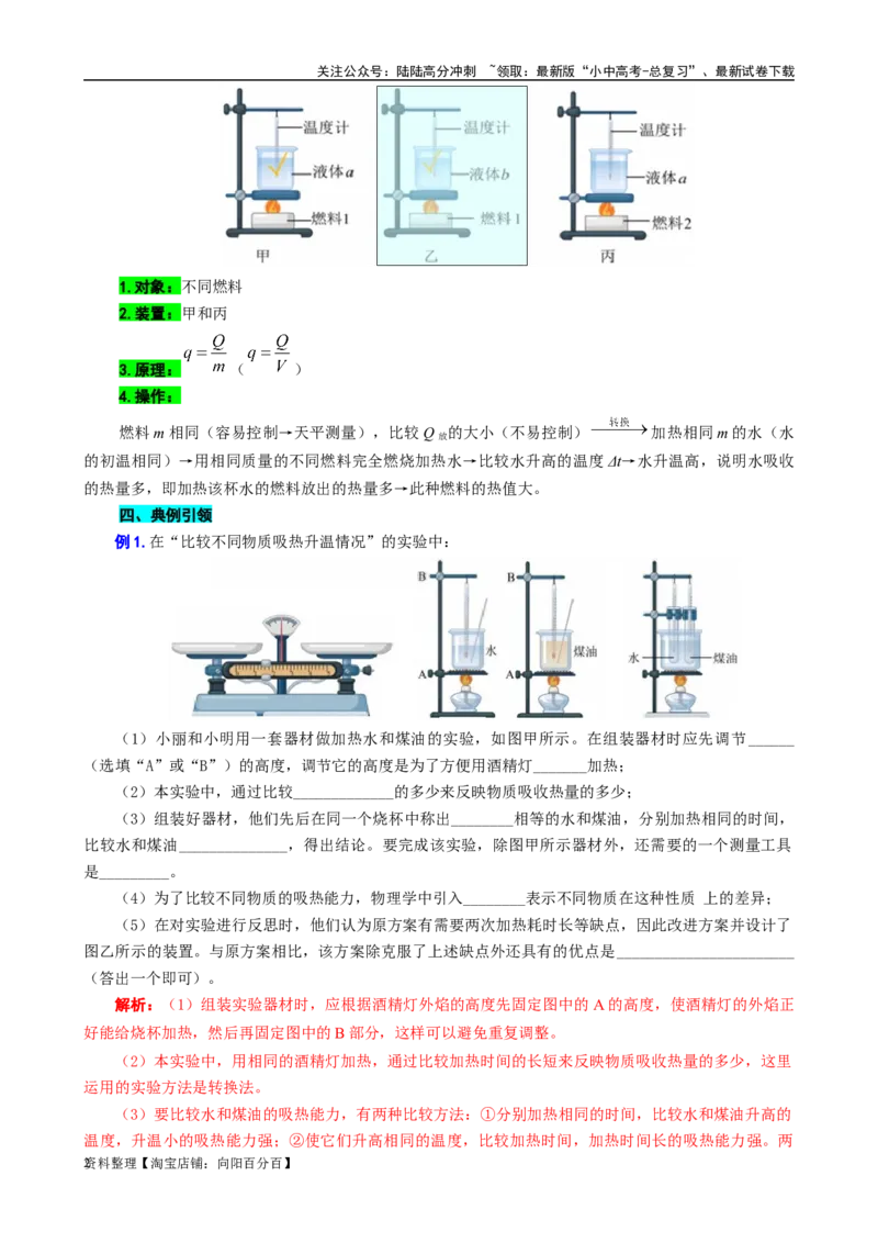 用&ldquo;对比&rdquo;突破&ldquo;比热容与热值实验&rdquo;常考易错知识点_02中考总复习（2026版更新中）_04-物理-中考总复习_2024年中考复习资料_专项复习资料_2024年中考物理复习辅导系列_❤更新专项复习