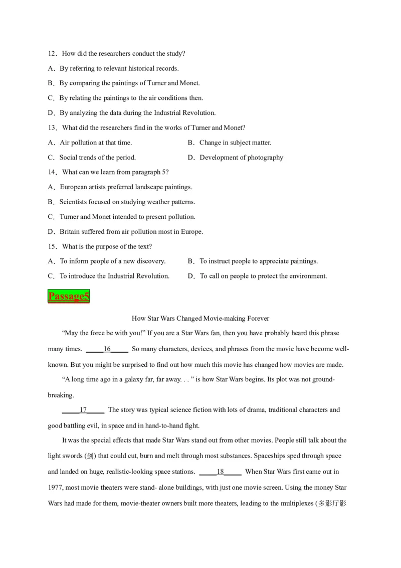 专题09文学艺术-2023年高考英语阅读理解考前预测60篇_3.2025英语总复习_2023年新高考资料_专项复习_阅读理解专项_2023年高考英语阅读理解考前预测60篇2985853