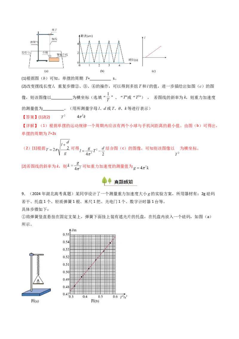 考点31用单摆测量重力加速度的大小（核心考点精讲精练）（解析版）_4.2025物理总复习_2025年新高考资料_一轮复习_备战2025年高考物理一轮复习考点帮（新高考通用）