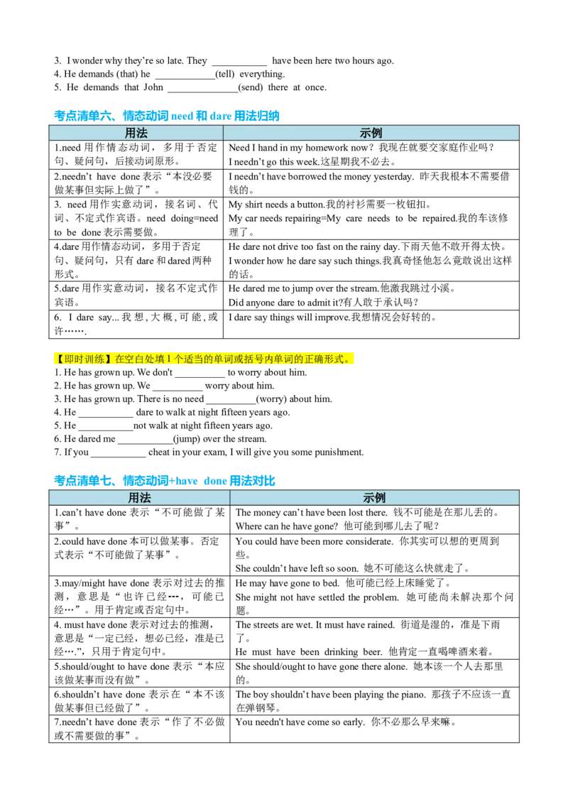 专题10情态动词系动词七类十九个考点（讲案）原卷版_3.2025英语总复习_2025年新高考资料_一轮复习_2025年高考英语一轮复习知识清单