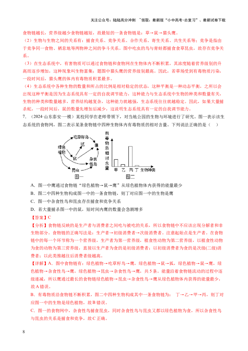 热点突破01食物网和碳循环模型的构建（讲练）（解析版）_02中考总复习（2026版更新中）_08-生物-中考总复习_2025中考复习资料_2025中考二轮课件ppt+讲义+练习生物_讲义+练习