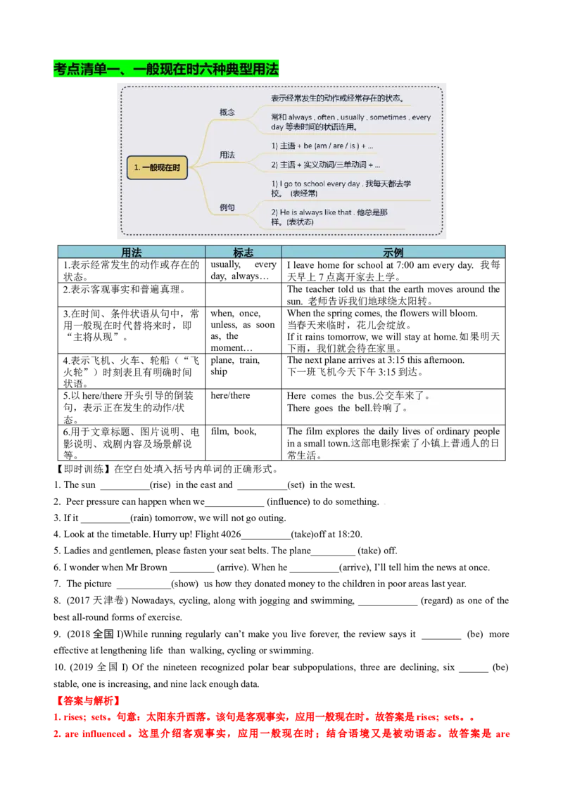 专题05动词时态语态（现在时）（讲案）解析版_3.2025英语总复习_2025年新高考资料_一轮复习_2025年高考英语一轮复习知识清单