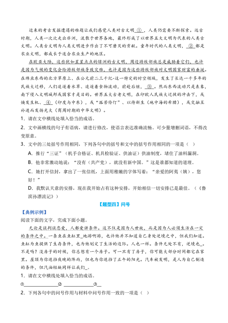 专题02标点符号题型归类-2024年高考语文二轮热点题型归纳与变式演练（新高考专用）（原卷版）_1.2025语文总复习_2024年新高考资料_2.2024二轮复习