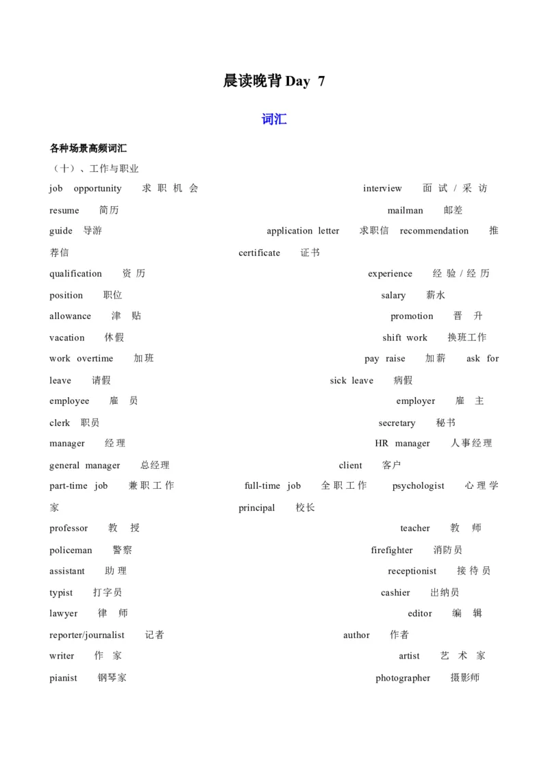 专题07+晨读晚背Day+7-2024年高考冲刺英语最后十天必看&nbsp;_3.2025英语总复习_2024年新高考资料_5.2024三轮冲刺_2024年高考冲刺英语最后十天必看