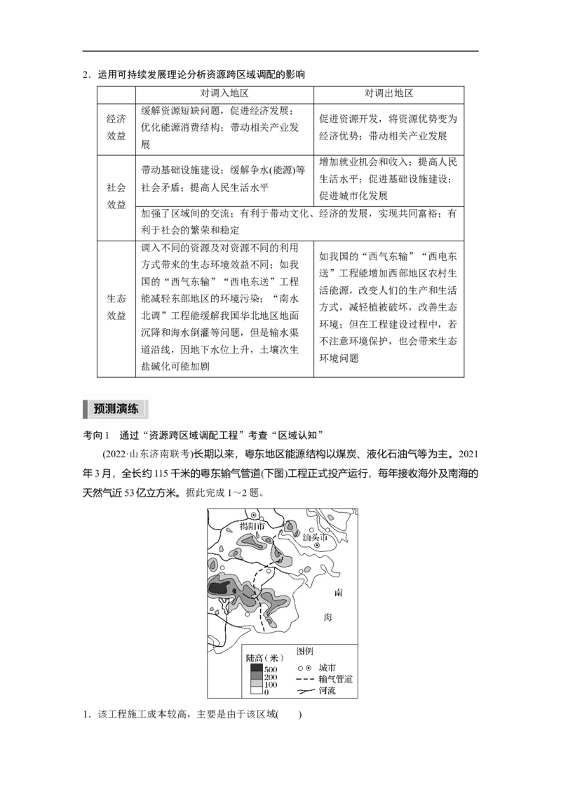 2023年高考地理二轮复习（全国版）第1部分专题突破专题12考点3　资源跨区域调配_9.2025地理总复习_赠品通用版（老高考）复习资料_二轮复习_2023年高考地理二轮复习讲义（全国版）