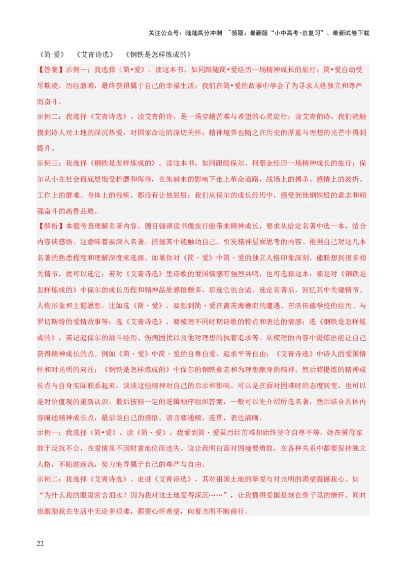 第04讲《钢铁是怎样炼成的》整本书阅读(练习）（解析版）_02中考总复习（2026版更新中）_01-语文-中考总复习_2026年中考复习（更新中）_2026年中考语文一轮复习名著阅读