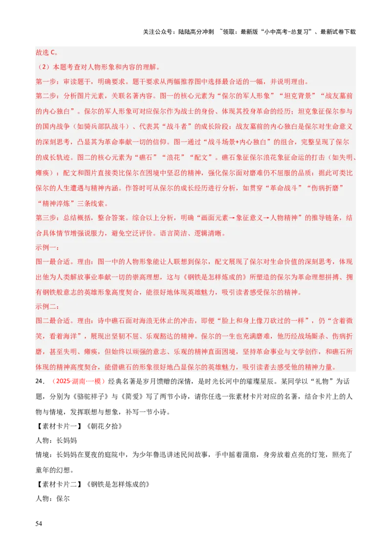 第04讲《钢铁是怎样炼成的》整本书阅读(练习）（解析版）_02中考总复习（2026版更新中）_01-语文-中考总复习_2026年中考复习（更新中）_2026年中考语文一轮复习名著阅读