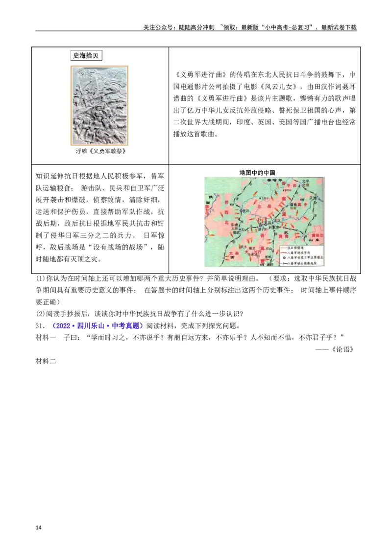 第22课抗日战争的胜利（原卷版）_02中考总复习（2026版更新中）_06-历史-中考总复习_2024年中考复习资料_专项复习资料_完三年（2021-2023）中考历史真题分项汇编（全国通用）
