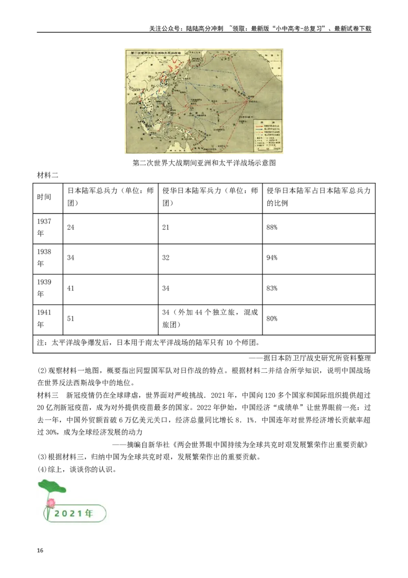 第22课抗日战争的胜利（原卷版）_02中考总复习（2026版更新中）_06-历史-中考总复习_2024年中考复习资料_专项复习资料_完三年（2021-2023）中考历史真题分项汇编（全国通用）