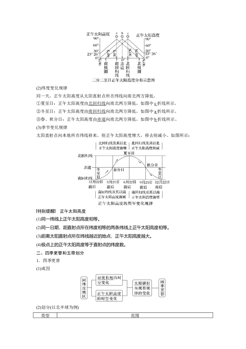 2024年高考地理一轮复习（新人教版）第1部分　第2章　第3讲　课时11　正午太阳高度的变化　四季更替和五带划分_9.2025地理总复习_2024年新高考资料_1.2024一轮复习