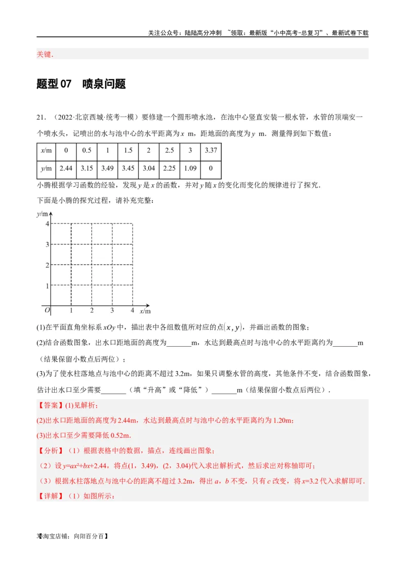 第14讲二次函数的应用（练习）（解析版）_02中考总复习（2026版更新中）_02-数学-中考总复习_2024年中考复习资料_一轮复习资料_配套练习（原卷版+解析版）_教师版（含答案解析）