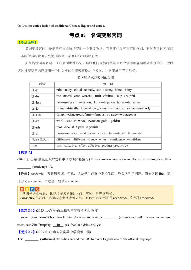 专题05有提示词之词形转换-2024年高考英语二轮热点题型归纳与变式演练（新高考通用）（原版版）_3.2025英语总复习_2024年新高考资料_2.2024二轮复习