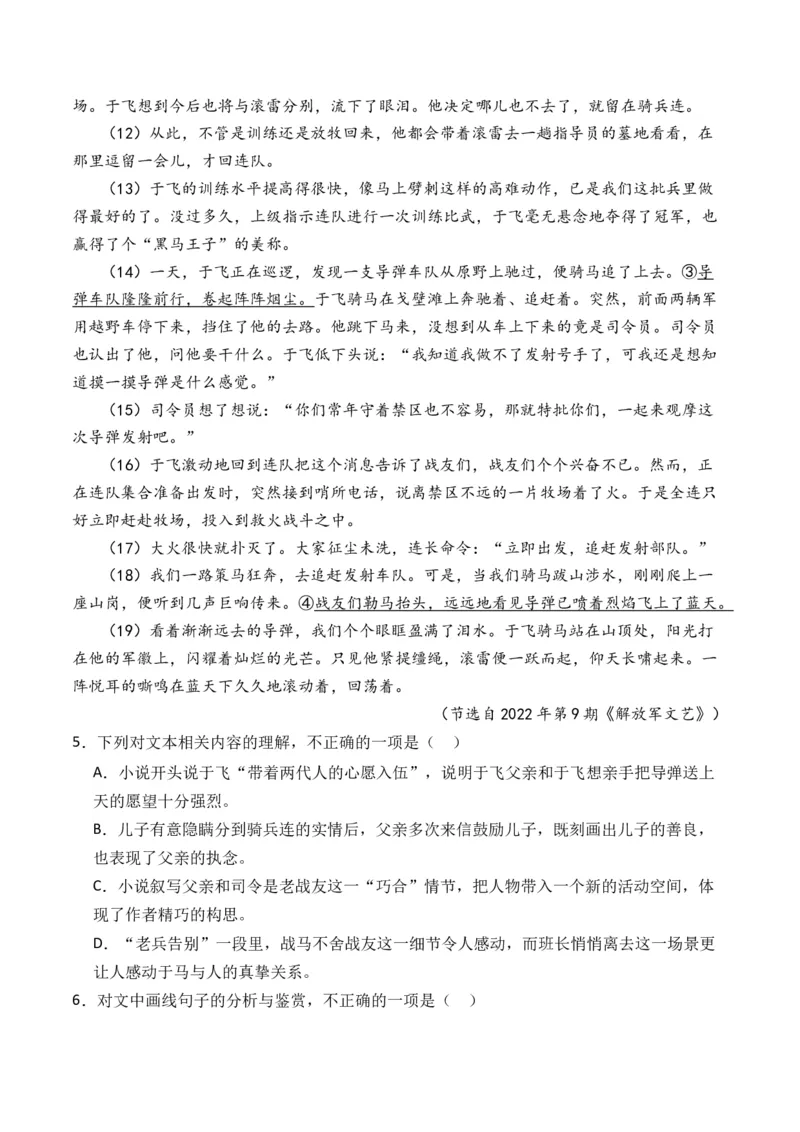 专题01小说文本-3年（2022-2024）高考1年模拟语文真题分类汇编（全国通用）（解析版）_1.2025语文总复习_2025年新高考资料_专项复习