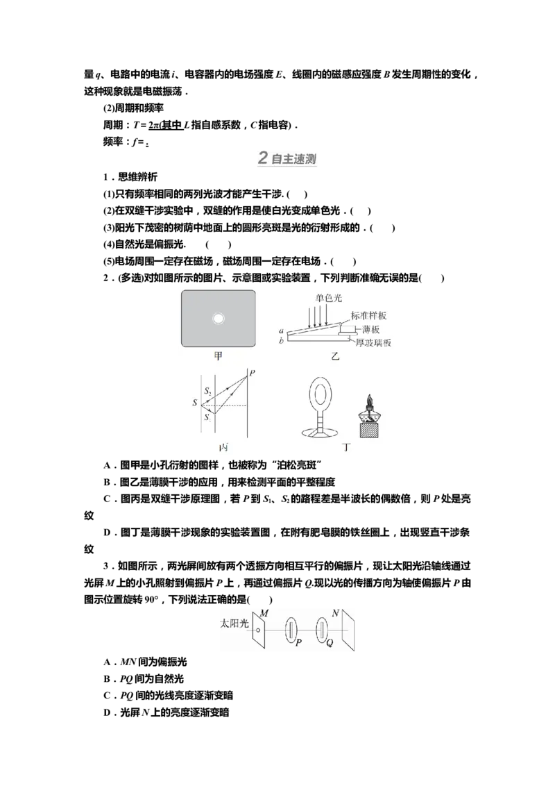 讲义第十三章第2讲　光的波动性　电磁波　相对论（含解析）_4.2025物理总复习_2025年新高考资料_专项复习_2025届高考物理知识梳理课件ppt+讲义（完结）