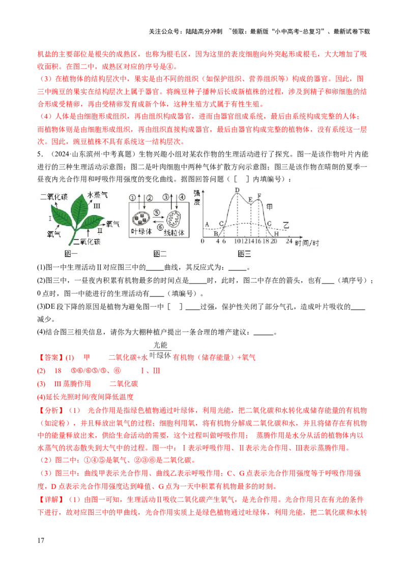 热点趋向03综合应用（讲练）（解析版）_02中考总复习（2026版更新中）_08-生物-中考总复习_2025中考复习资料_2025中考二轮课件ppt+讲义+练习生物_测试