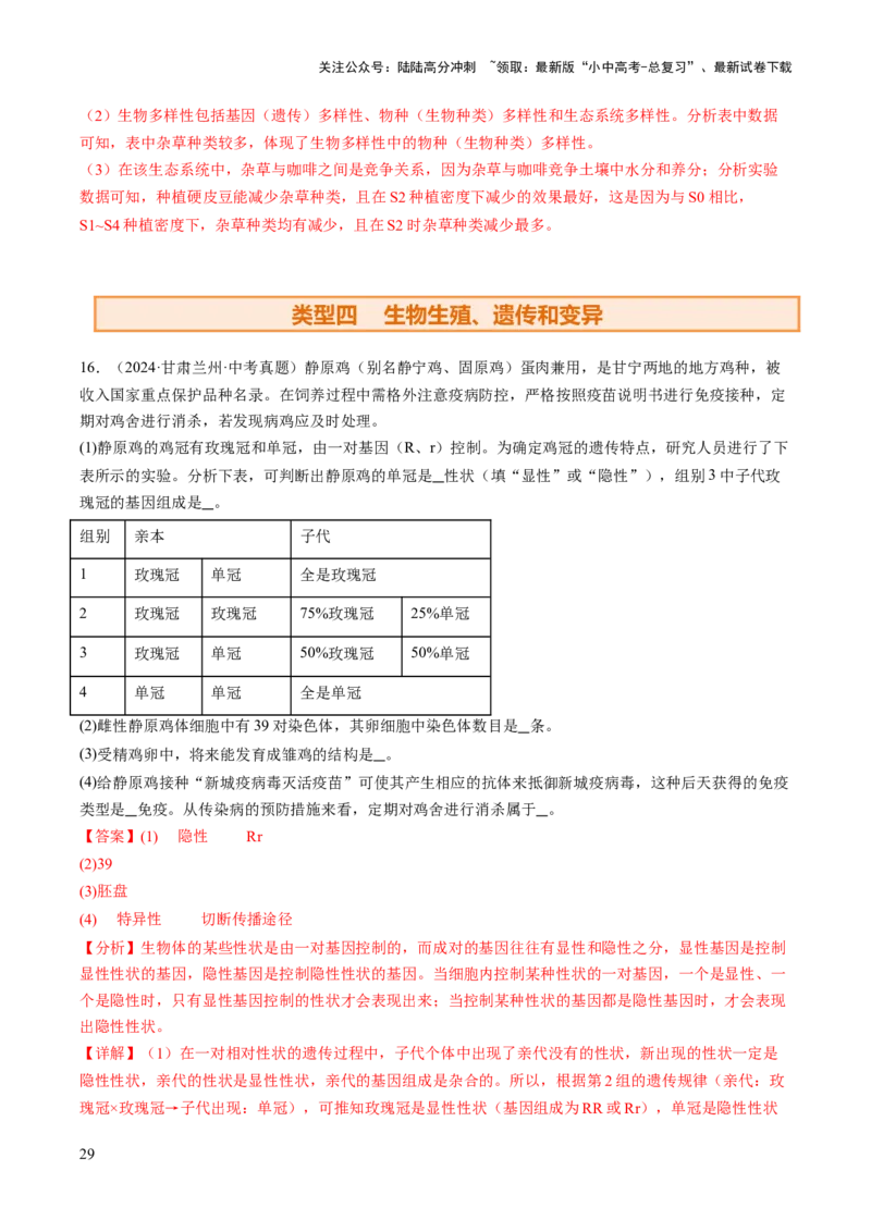 热点趋向03综合应用（讲练）（解析版）_02中考总复习（2026版更新中）_08-生物-中考总复习_2025中考复习资料_2025中考二轮课件ppt+讲义+练习生物_测试