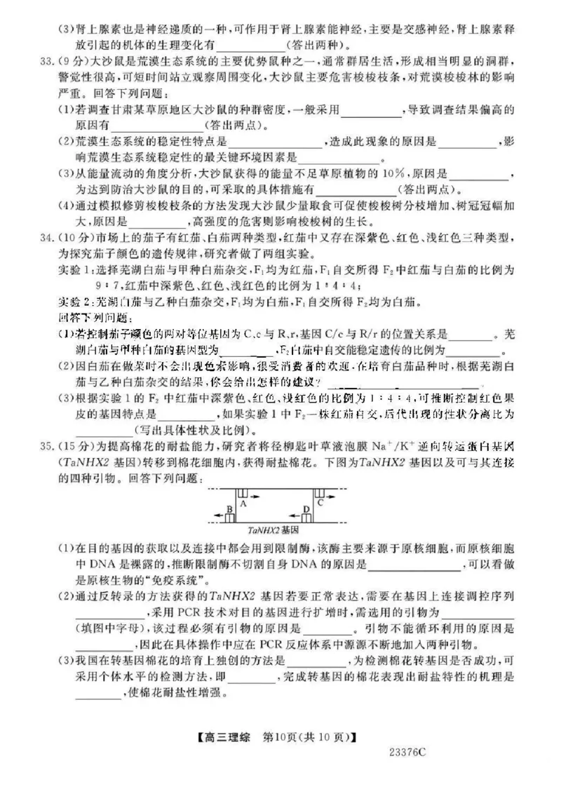 金科大联考2023高三年级期末考试理综(1)_4.2025物理总复习_2023年新高复习资料_3物理高考模拟题_新高考