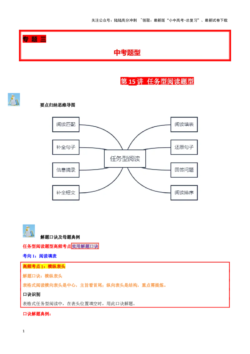 第15讲任务型阅读题型(阅读填表、还原句子、回答问题等中考考点）（解析版）_02中考总复习（2026版更新中）_03-英语-中考总复习_2024年中考复习资料_专项复习资料_答案解析版