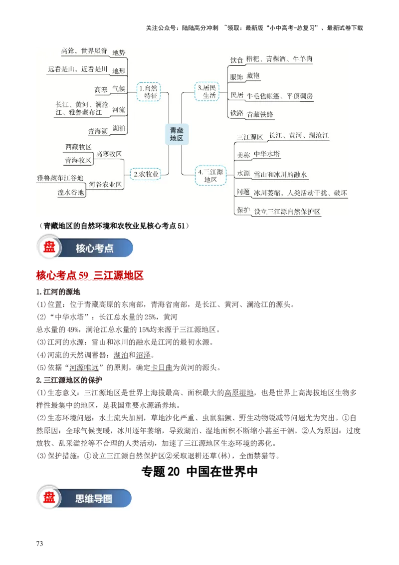 秘籍01+考前抢分法宝（20个思维导图+60个核心考点）-备战2024年中考地理抢分秘籍（全国通用）_02中考总复习（2026版更新中）_09-地理-中考总复习_2024年中考复习资料_三轮复习_考前抢分法宝