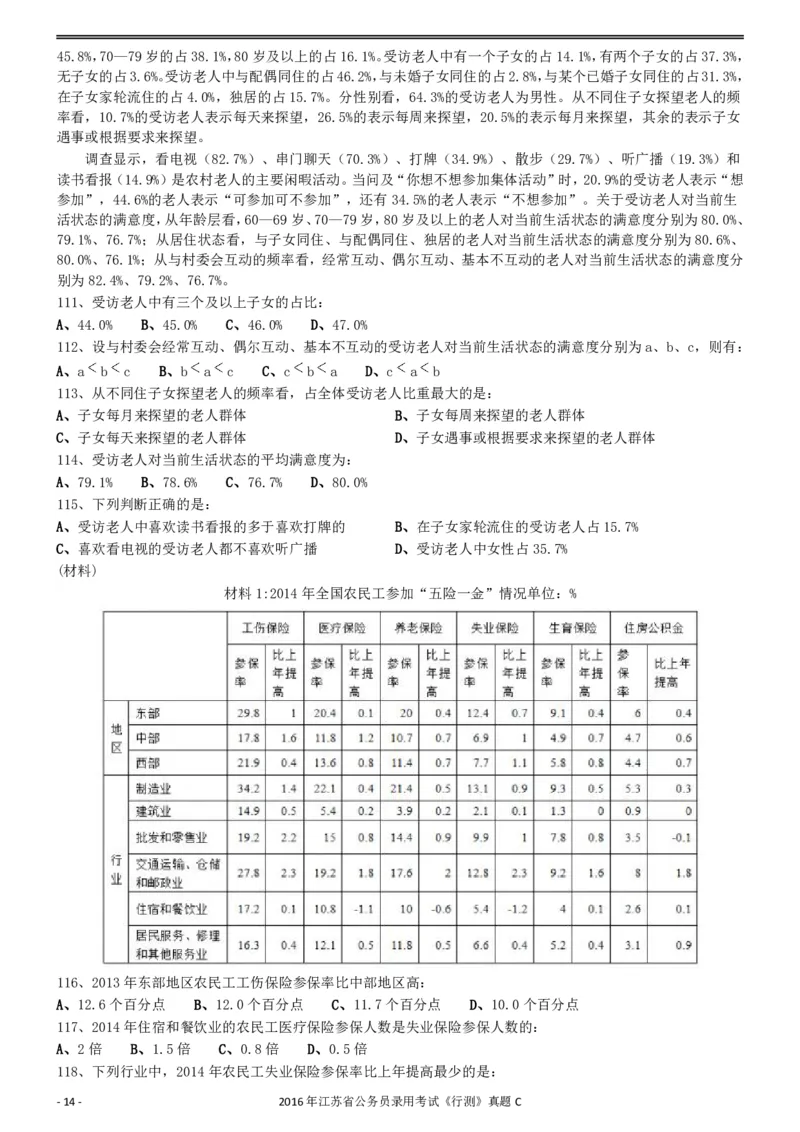 2016年0312江苏公务员考试《行测》真题（C卷）_34省+国考真题_34省考+国考pdf版推荐用这个版本_34省行测+申论真题pdf推荐用这个版本_江苏公务员考试真题pdf版_行测题目