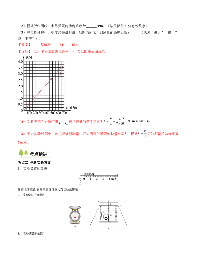 考点09探究弹簧弹力与形变量的关系（核心考点精讲精练）（解析版）_4.2025物理总复习_2025年新高考资料_一轮复习_备战2025年高考物理一轮复习考点帮（新高考通用）