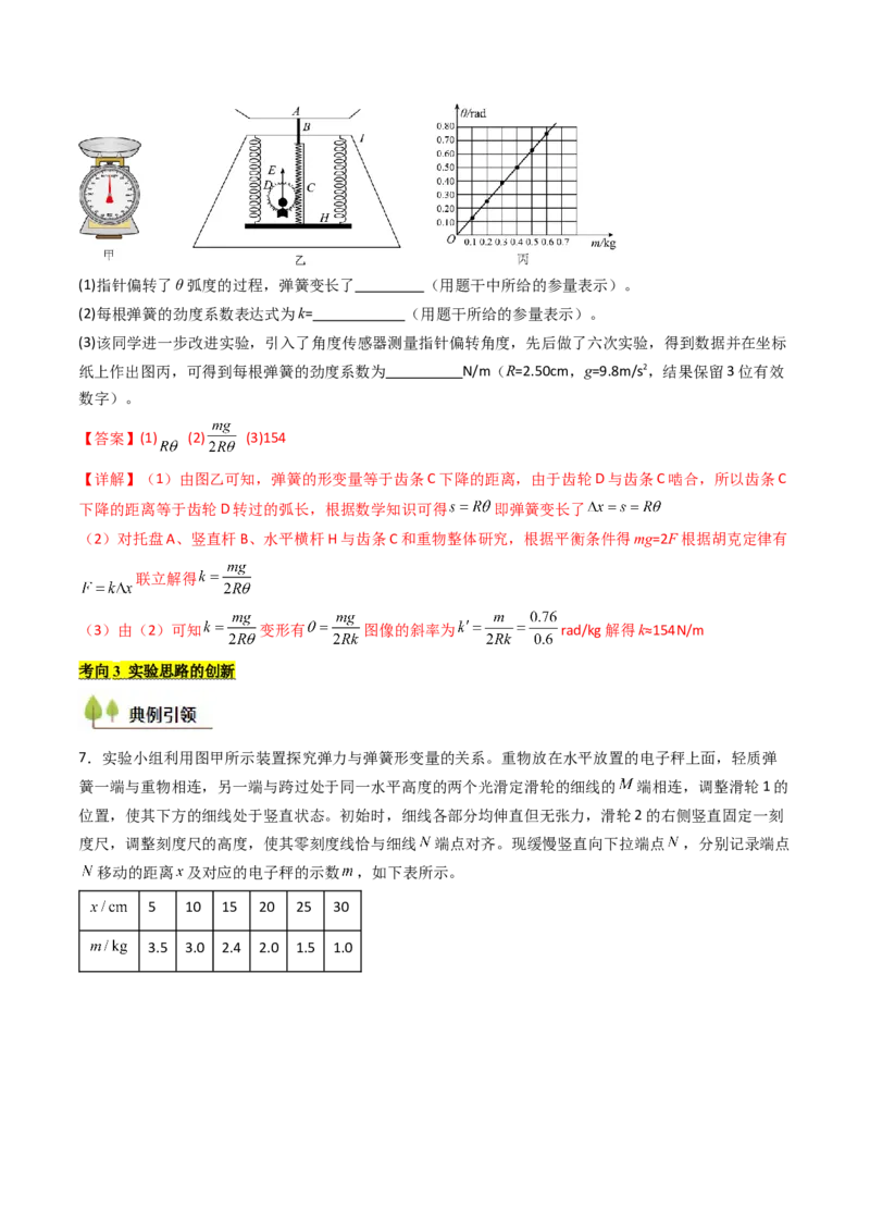 考点09探究弹簧弹力与形变量的关系（核心考点精讲精练）（解析版）_4.2025物理总复习_2025年新高考资料_一轮复习_备战2025年高考物理一轮复习考点帮（新高考通用）
