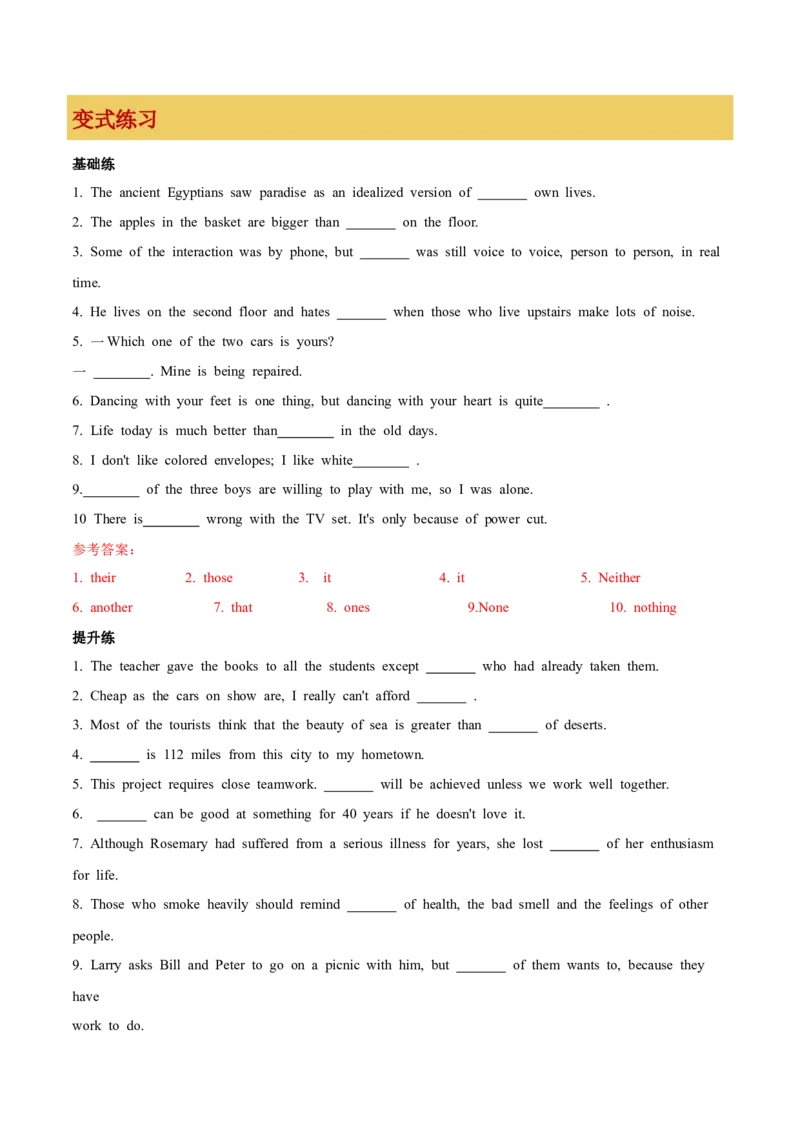 专题10代词（解析版）_3.2025英语总复习_2023年新高考资料_一轮复习_备战2023年高考英语一轮复习考点微专题（新高考专用）_一、语法与语法填空
