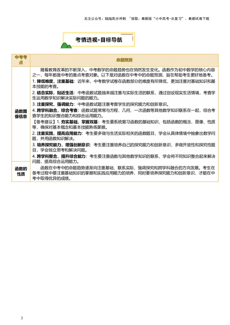 第02讲函数及其图像（讲练，3考点+9题型38考向（含3种解题技巧）+命题预测）（原卷版）_02中考总复习（2026版更新中）_02-数学-中考总复习_2025中考复习资料_讲义+练习