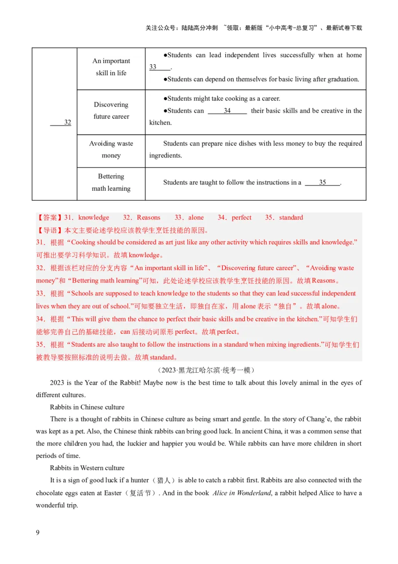 第05讲任务型阅读之阅读填表（练习）-2024年中考英语一轮复习讲练测（全国通用）（解析版）_02中考总复习（2026版更新中）_03-英语-中考总复习_2024年中考复习资料_一轮复习