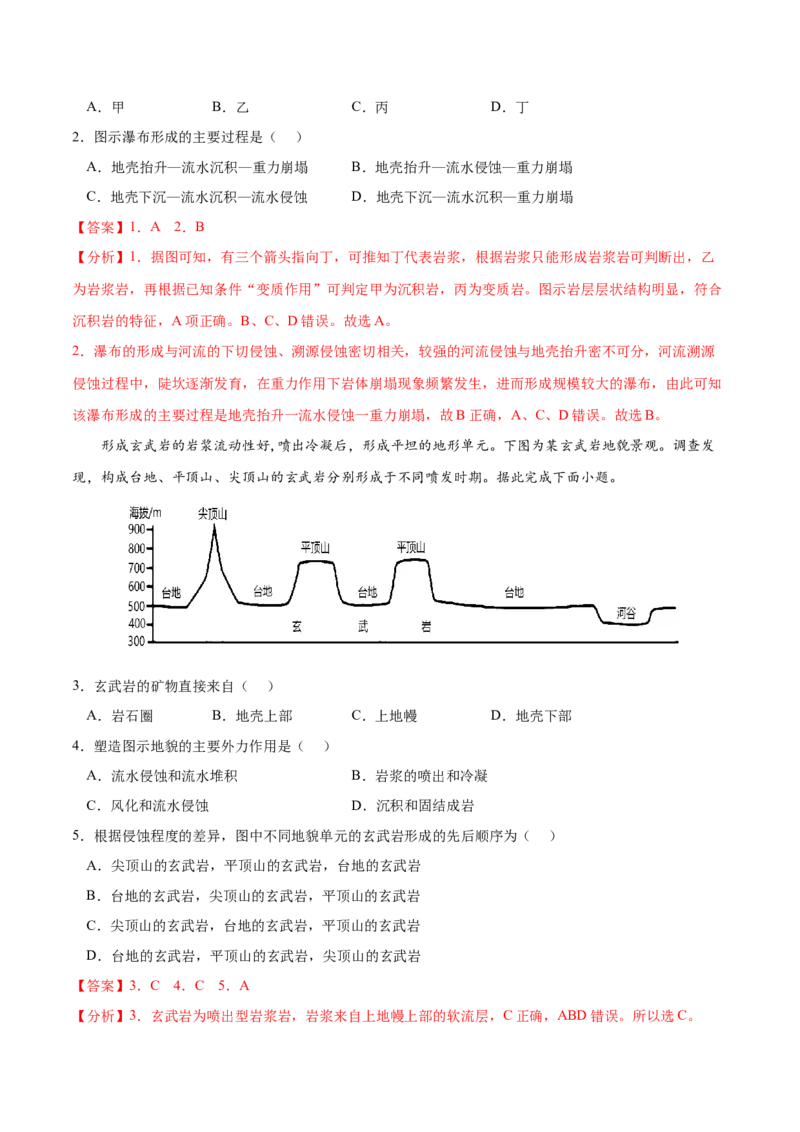 地理微考点：地壳与岩石圈-备战2023年高考总复习地理微考点狙击与专项突破_9.2025地理总复习_2023年新高考复习资料_专项复习_备战2023年高考地理总复习微考点狙击与专项测练_先导辑