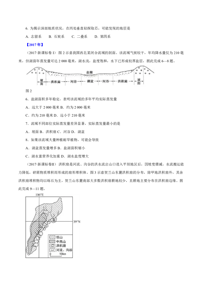 专题05地表形态的塑造（原卷版）_9.2025地理总复习_2023年新高考复习资料_专项复习_十年高考真题地理分项解析_十年高考真题地理分项解析（第1-6专题）