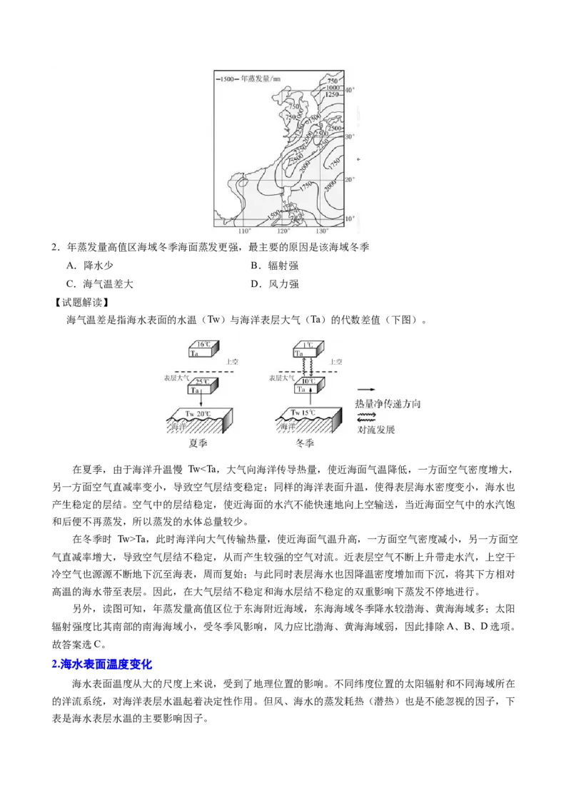专题19海&mdash;气相互作用的原理解读及解题技巧（解析版）_9.2025地理总复习_2024年新高考资料_2.2024二轮复习_2024年高考地理二轮热点题型归纳与变式演练（新高考通用）