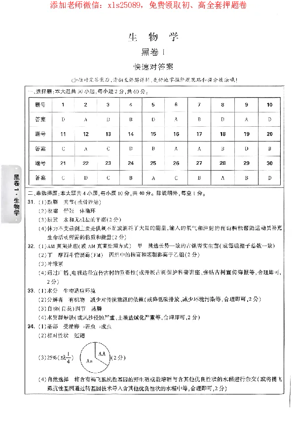 2025《万唯中考&bull;广东黑白卷》参考答案_初中资料合集_万唯2025万唯中考《黑白卷-地生》多地版本（已更12省）_2025《万唯中考&bull;黑白卷》地生（广东）