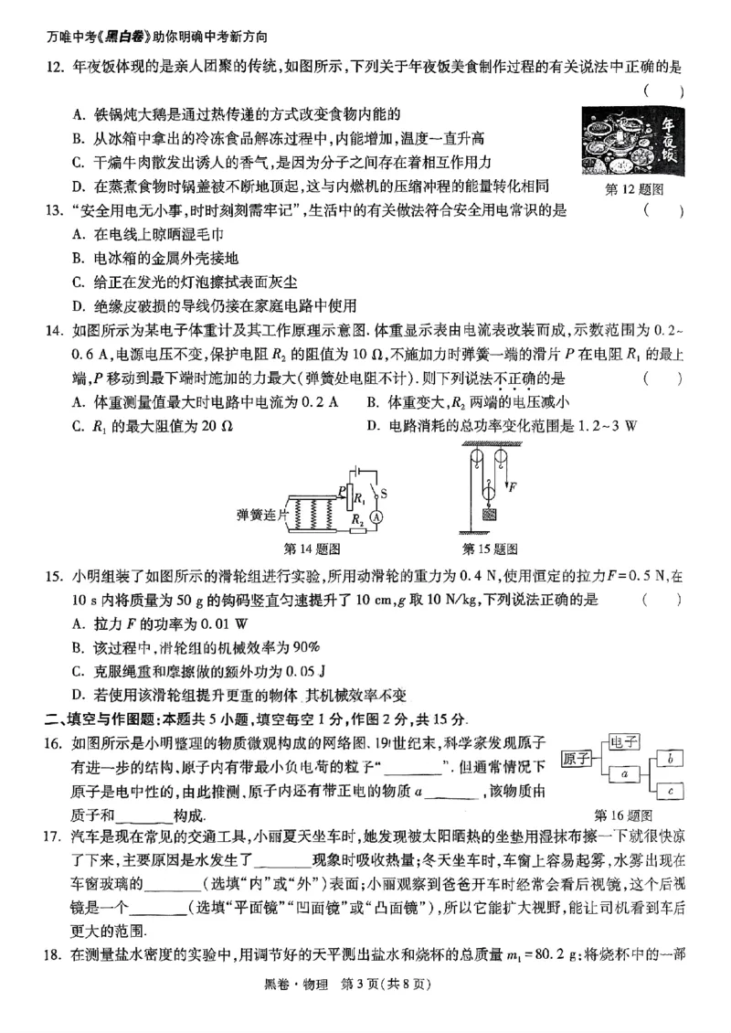 物理_黑卷_初中资料合集_2025《万唯中考&bull;黑白卷》多地方版（更30省）_2025《万唯中考&bull;黑白卷》语文、数学、物理、化学、道法（山东）_物理