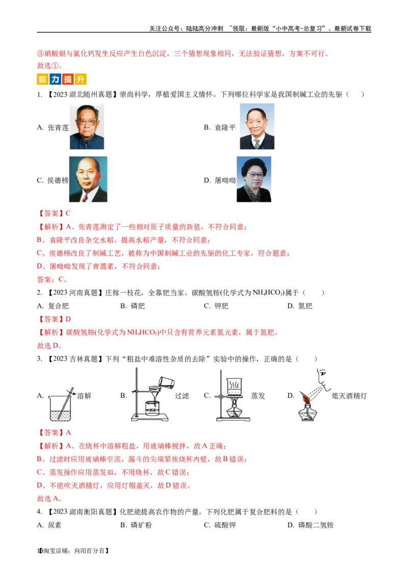 第十一单元盐化肥（讲义）-备战2024年中考化学一轮复习考点帮（人教版）（解析版）_02中考总复习（2026版更新中）_05-化学-中考总复习_2024年中考复习资料_一轮复习资料_考点过关讲义