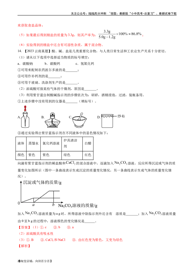 第十一单元盐化肥（讲义）-备战2024年中考化学一轮复习考点帮（人教版）（解析版）_02中考总复习（2026版更新中）_05-化学-中考总复习_2024年中考复习资料_一轮复习资料_考点过关讲义