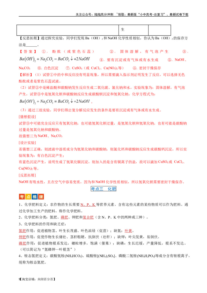 第十一单元盐化肥（讲义）-备战2024年中考化学一轮复习考点帮（人教版）（解析版）_02中考总复习（2026版更新中）_05-化学-中考总复习_2024年中考复习资料_一轮复习资料_考点过关讲义